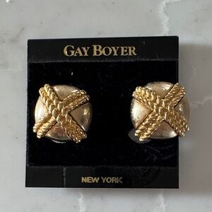 Gold Clip On Earrings by Gay Boyer